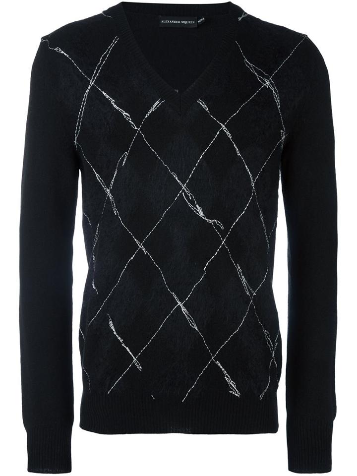 Alexander Mcqueen Raw Stitched Argyle Jumper