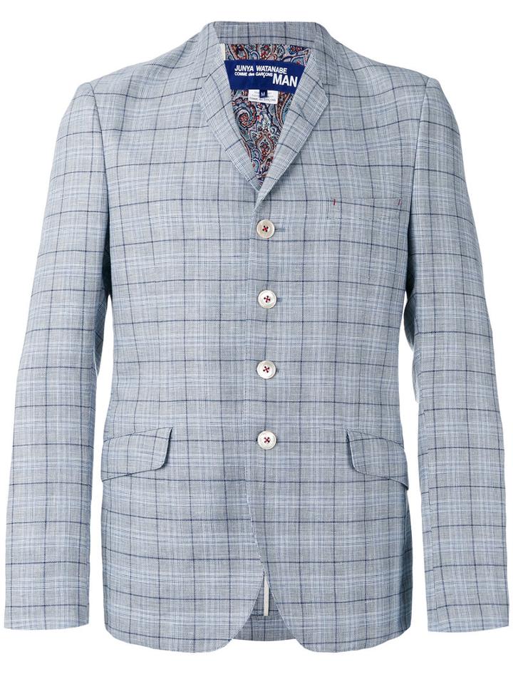 Junya Watanabe Comme Des Garçons Man - Checked Blazer - Men - Cotton/linen/flax/cupro/wool - M, Blue, Cotton/linen/flax/cupro/wool