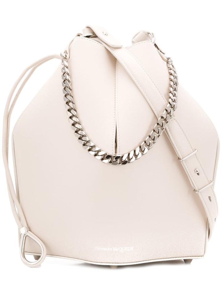Alexander Mcqueen Chain Style Bucket Bag - White