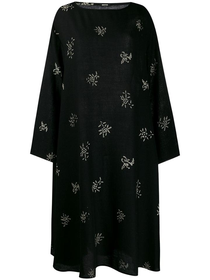Apuntob Patterned Relaxed Fit Dress - Black