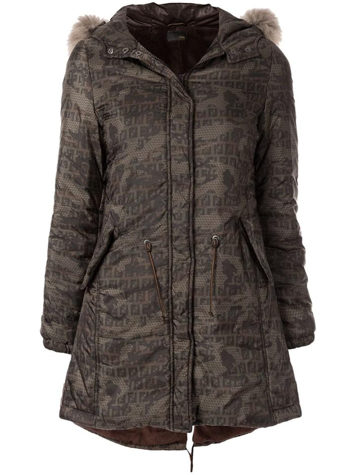 Fendi Pre-owned Logo Camouflage Coat - Brown