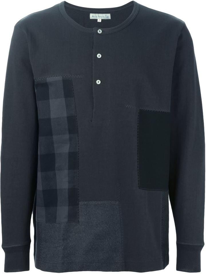 Junya Watanabe Comme Des Garçons Man Patchwork Henley T-shirt, Men's, Size: S, Black, Cotton