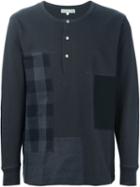Junya Watanabe Comme Des Garçons Man Patchwork Henley T-shirt, Men's, Size: S, Black, Cotton