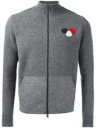 Moncler Logo Plaque Knit Cardigan, Men's, Size: Medium, Grey, Virgin Wool/polyamide/spandex/elastane