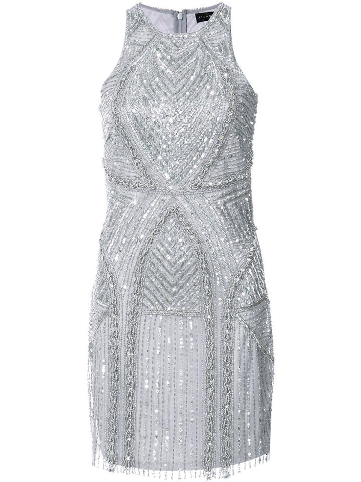 Aidan Mattox Beaded Mini Dress - Grey