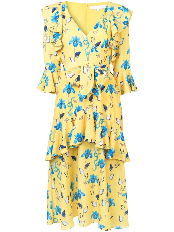 Borgo De Nor Ruffled Floral Print Dress - Yellow & Orange