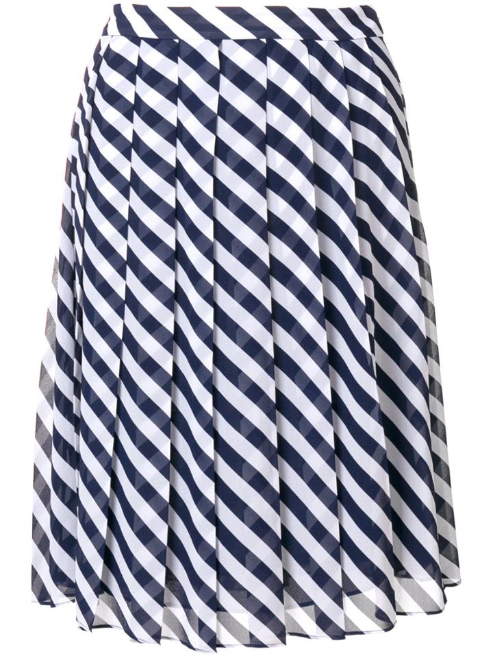 Michael Michael Kors Striped Pleated Skirt - White