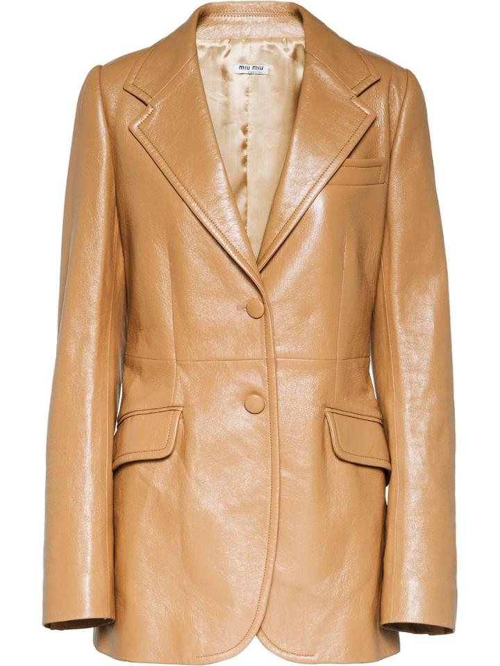 Miu Miu Classic Leather Jacket - Brown