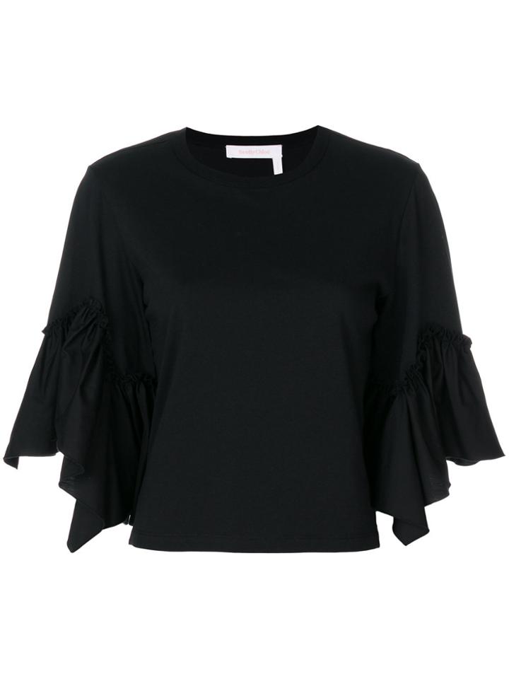 See By Chloé Flared Cuff T-shirt - Black