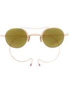 Thom Browne Round Frame Sunglasses, Adult Unisex, Grey, Titanium/12kt Gold
