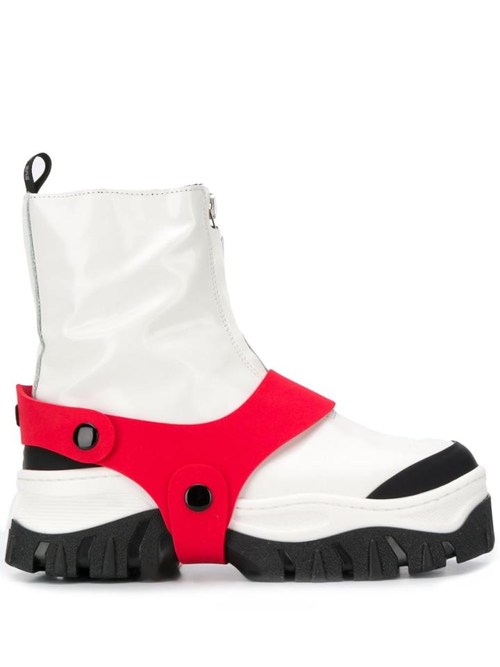 Msgm Contrast Strap Boots - White