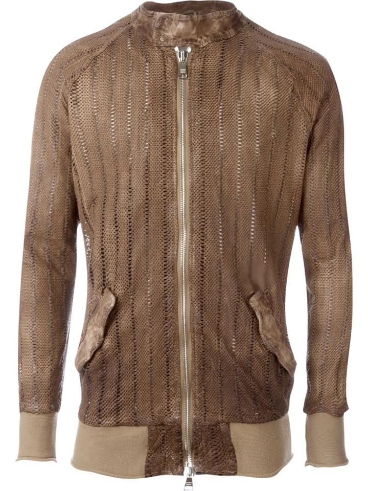 Giorgio Brato Leather Jacket, Men's, Size: 48, Brown, Nylon/polyester/cotton/leather