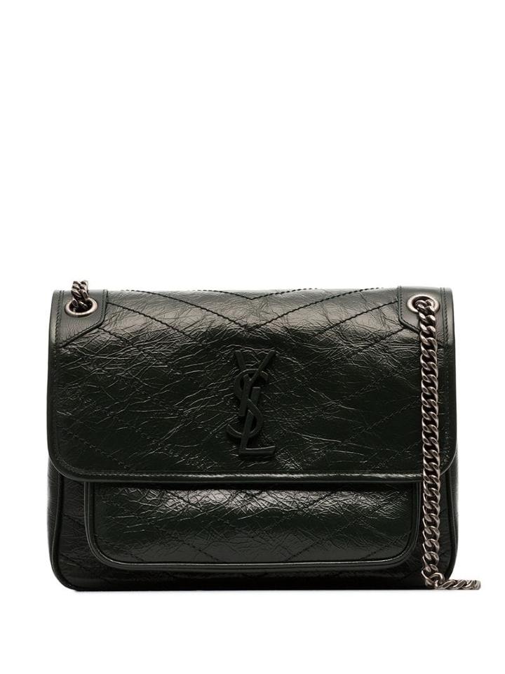 Saint Laurent Green Niki Monogram Leather Shoulder Bag