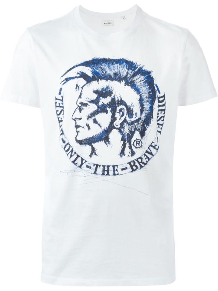 Diesel 't-diego-fr' T-shirt, Men's, Size: Xl, White, Cotton