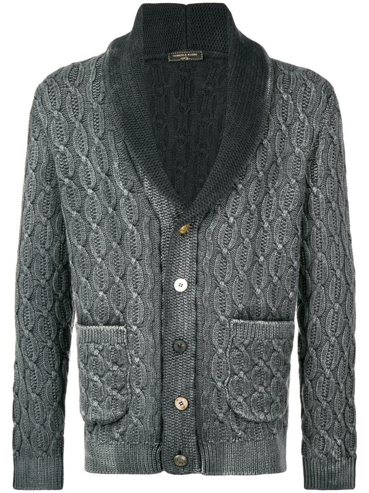 Gabriele Pasini Cable Knit Shawl Collar Cardigan - Grey