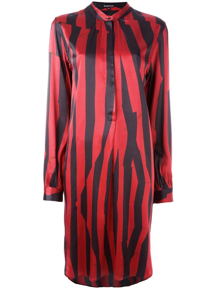 Ann Demeulemeester Blanche Striped Button Front Dress - Red