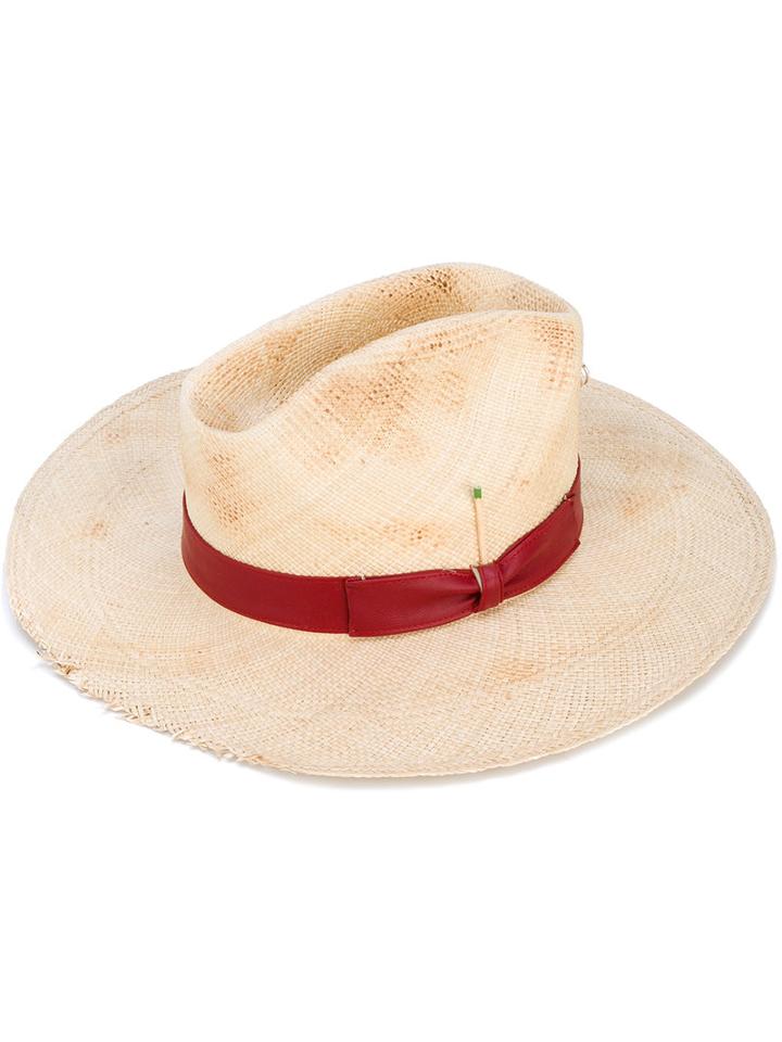 Nick Fouquet - Distressed Hat - Women - Straw - 56, Nude/neutrals, Straw