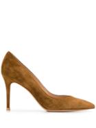 Gianvito Rossi Suede Pointed Pumps - Brown