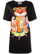 Moschino Bejewelled Tiger T-shirt Dress, Women's, Size: 36, Black, Rayon/acetate/other Fibers