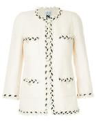 Edward Achour Paris Braided Trim Tweed Jacket - White