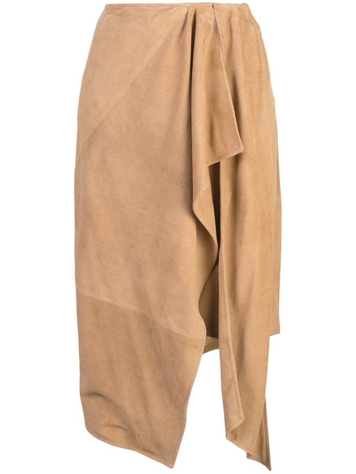 Oscar De La Renta Asymmetric Midi Skirt - Brown