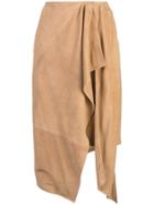 Oscar De La Renta Asymmetric Midi Skirt - Brown