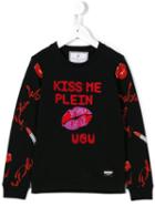 Philipp Plein Kids Kiss Me Plein Sweatshirt, Girl's, Size: 10 Yrs, Black