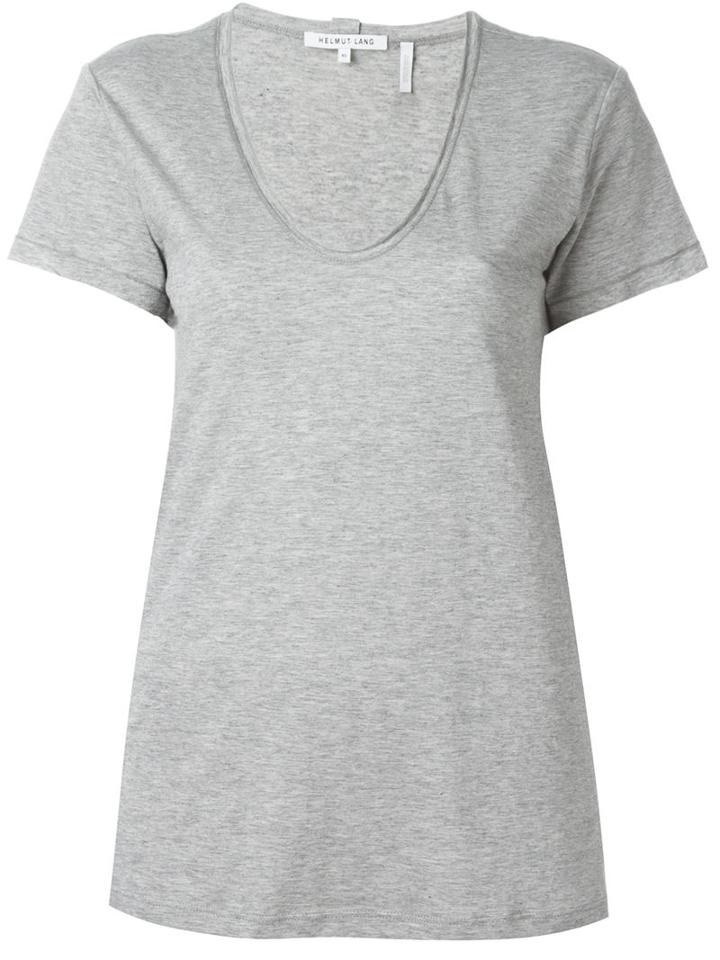 Helmut Lang 'scoop Neck' T-shirt, Women's, Size: Xs, Grey, Cotton/cashmere