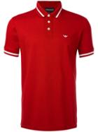 Emporio Armani Striped Trim Polo Shirt, Men's, Size: Small, Red, Cotton
