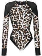 The Upside Animal Print Paddle Suit - Black
