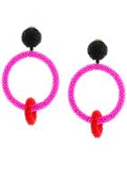 Oscar De La Renta Beaded Hoop Clip-on Earrings - Multicolour