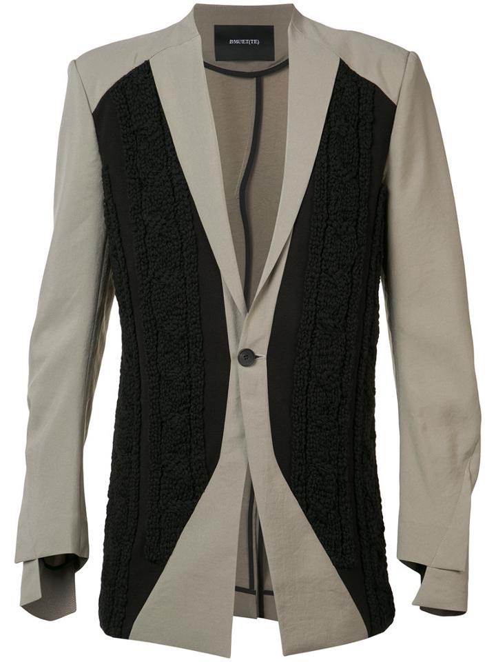 Bmuet(te) Knit Front Panel Blazer, Men's, Size: 46, Nude/neutrals, Polyester/cotton/nylon/acrylic