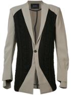 Bmuet(te) Knit Front Panel Blazer, Men's, Size: 46, Nude/neutrals, Polyester/cotton/nylon/acrylic