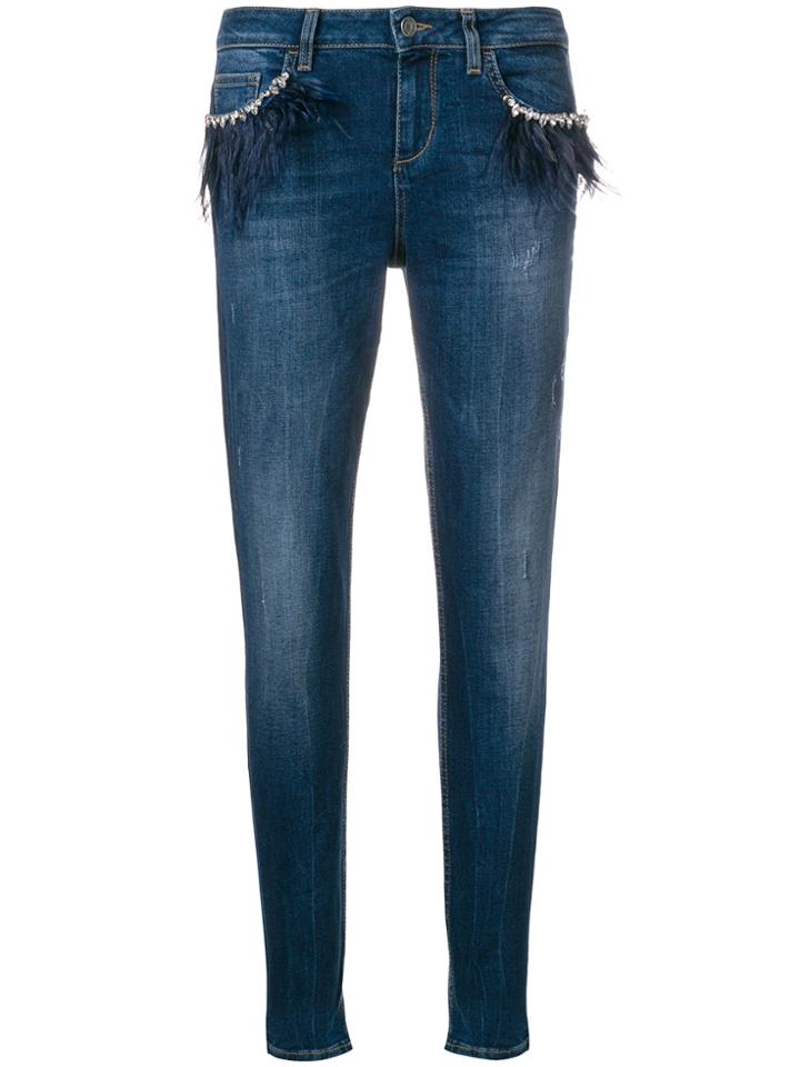 Liu Jo Feather Embellished Jeans - Blue