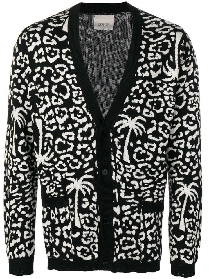 Laneus Leopard Cardigan - Black