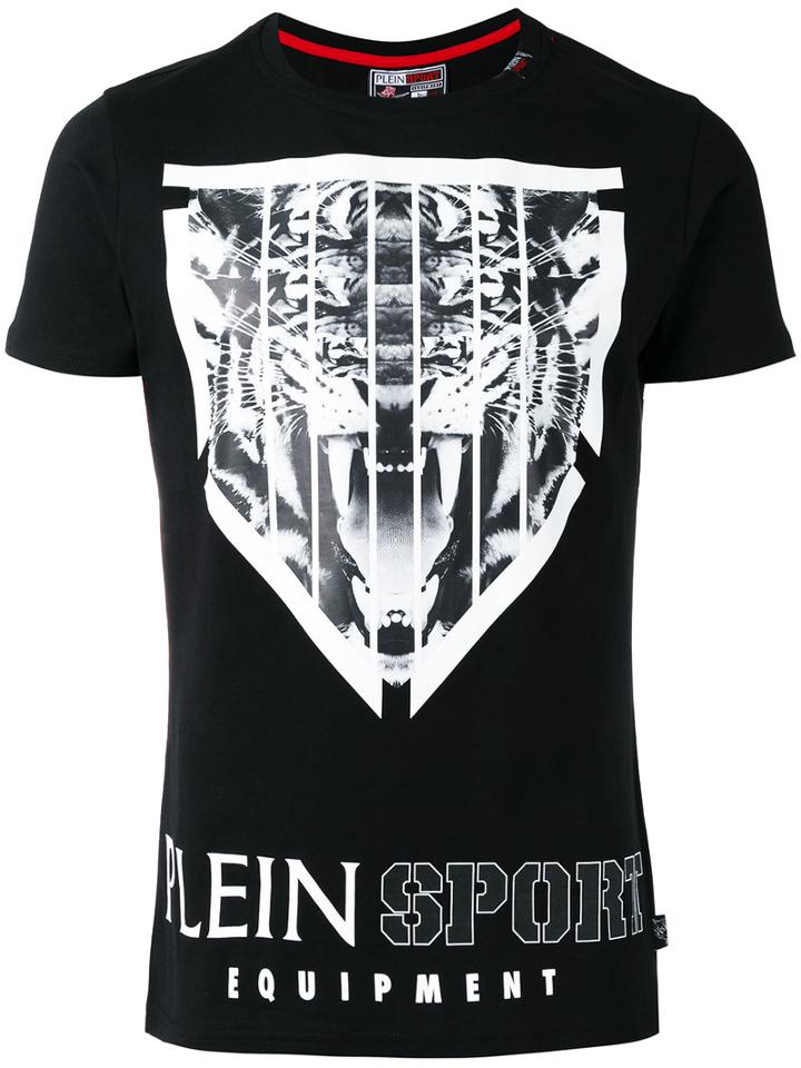 Plein Sport Tiger Print T-shirt, Men's, Size: Xxl, Black, Cotton
