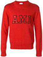 Ami Alexandre Mattiussi Contrast Logo Sweater - Red