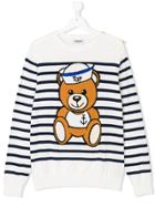 Moschino Kids Striped Bear Sweater - White