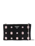 Prada Bejewelled Nylon Clutch - Black