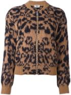 Sonia By Sonia Rykiel Animal Print Bomber Jacket, Women's, Size: Large, Brown, Acrylic/polyester/mohair/wool