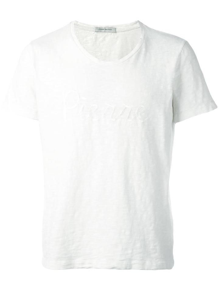 Pierre Balmain Logo T-shirt, Men's, Size: 44, Nude/neutrals, Cotton