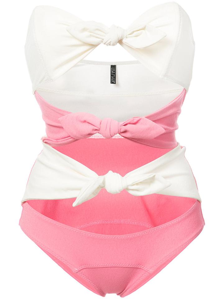 Lisa Marie Fernandez - Knotted Swimsuit - Women - Nylon/spandex/elastane - I, Pink/purple, Nylon/spandex/elastane