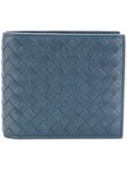 Bottega Veneta Denim Intrecciato Coin Purse Bi-fold Wallet - Blue