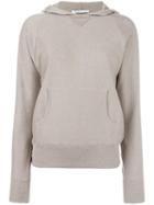 Agnona Contrast Trimmed Hooded Sweatshirt, Women's, Size: Large, Nude/neutrals, Cotton/cashmere