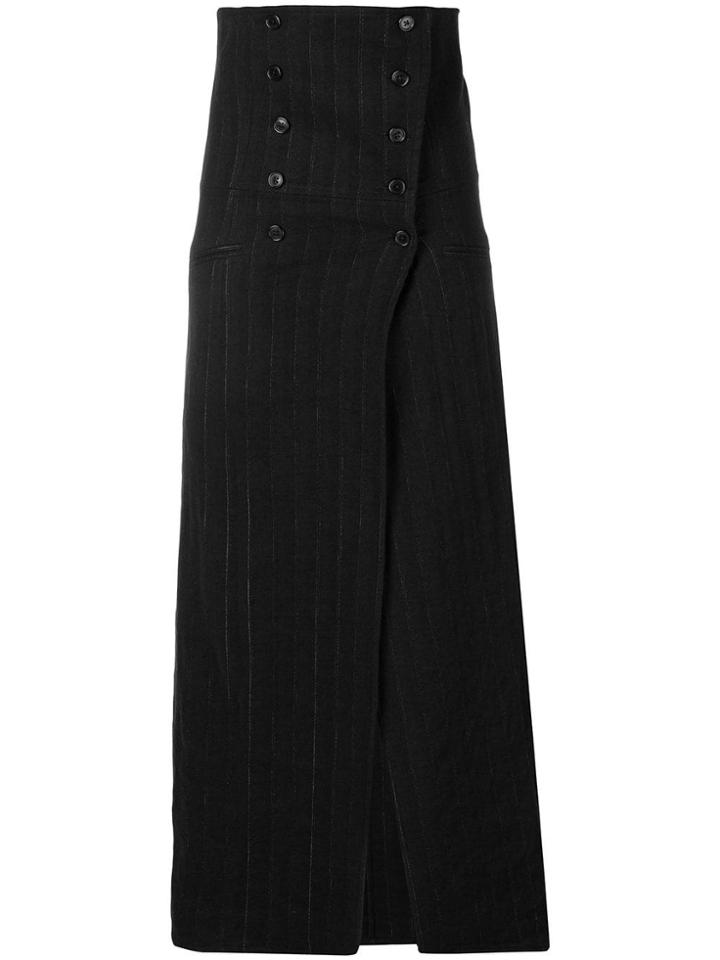 Ann Demeulemeester Striped Long Skirt - Black