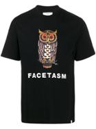 Facetasm Logo Owl Print T-shirt - Black