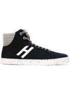 Hogan Rebel R141 Hi-top Sneakers, Men's, Size: 9, Blue, Rubber/leather/nylon