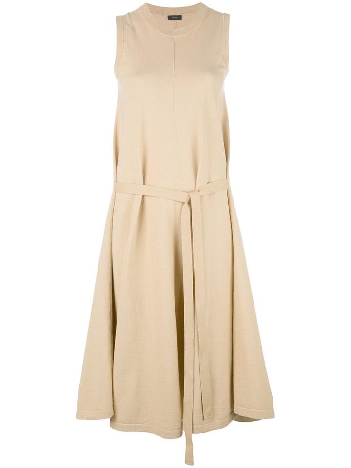 Joseph April Drawstring Pleated Dress, Women's, Size: Medium, Nude/neutrals, Cotton