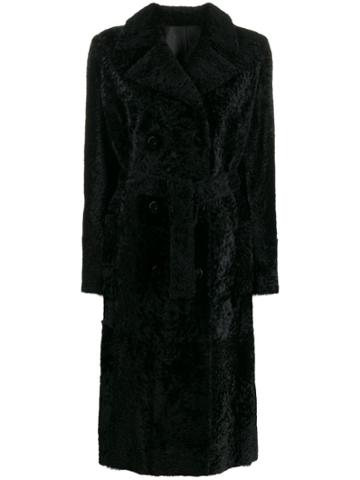 Drome Double Breasted Fur Coat - Black