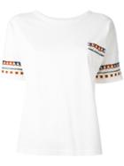 Ymc Patterned Trim T-shirt, Women's, Size: Xs, White, Cotton
